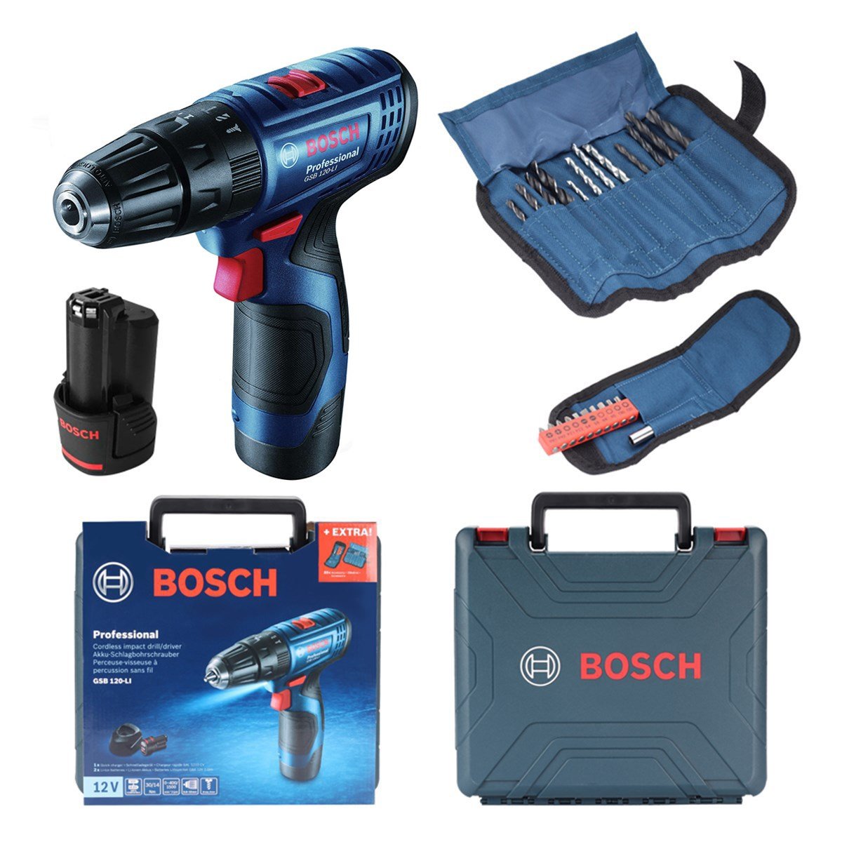 Bosch Professional GSB 120-LI Cordless Impact Drilling and Screwdriver + 23-piece screwdriver set 06019G8102