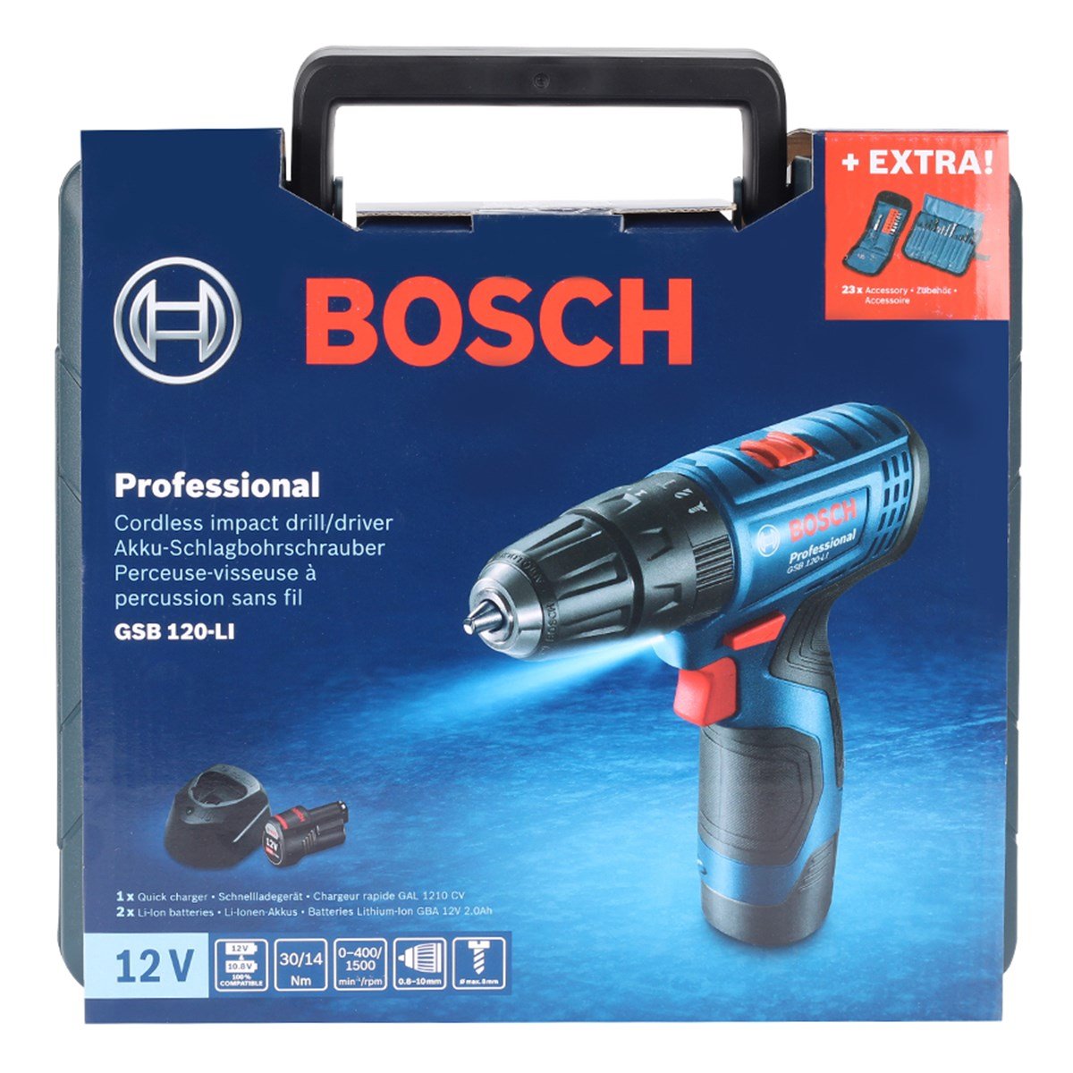 Bosch Professional GSB 120-LI Cordless Impact Drilling and Screwdriver + 23-piece screwdriver set 06019G8102