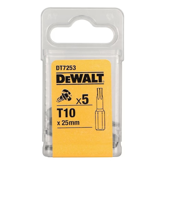 Dewalt T10x25mm Torx Screwdriver Bits (5 Pieces) DT7253