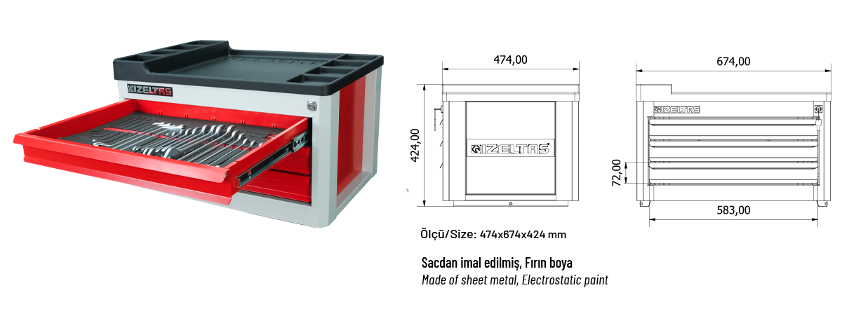 İzeltaş 13000005279 Pro Series 3 Drawer Over Cabinet