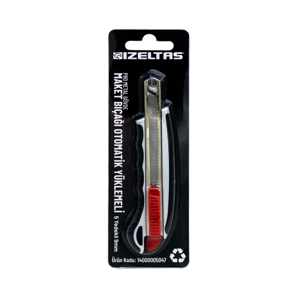 İzeltaş 14000005047 Pro Metal Body Utility Knife Automatic Loading 5 Refills 9Mm