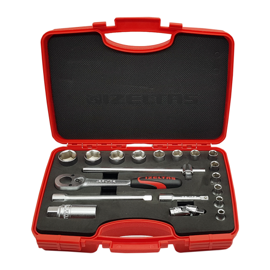 İzeltaş 1110 00 6019 3/8’’ Six Corner Socket Wrench Set 19 Pieces