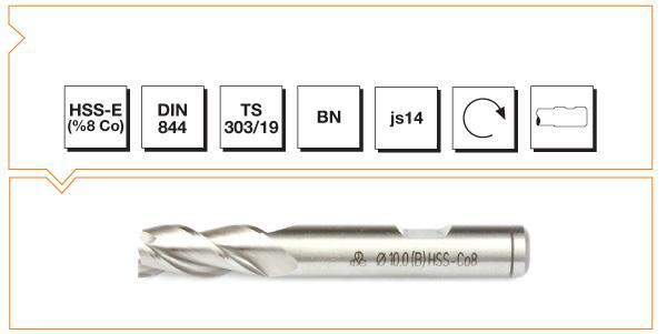 Machine Tool B00276180300 Hss - E (%8Co) Din 844 Bn End Mill - Short 3 mm