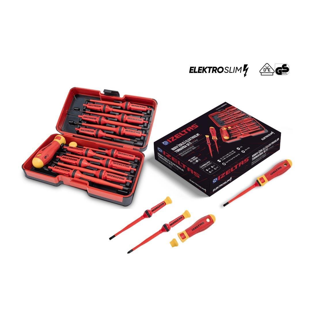 İzeltaş 14000005342 1000V Insulated Electro Slim Screwdriver Set (14 Pieces)