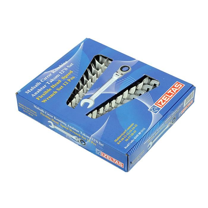 İzeltaş Jointed Ratchet Combination Wrench Set 12 Pieces 0345002112