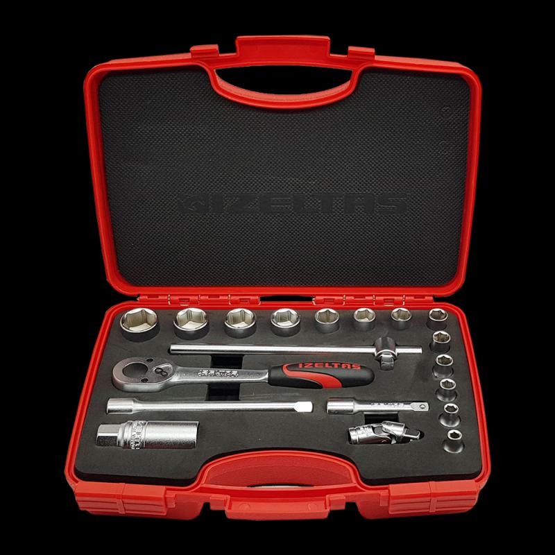 İzeltaş 1110 00 6019 3/8’’ Six Corner Socket Wrench Set 19 Pieces