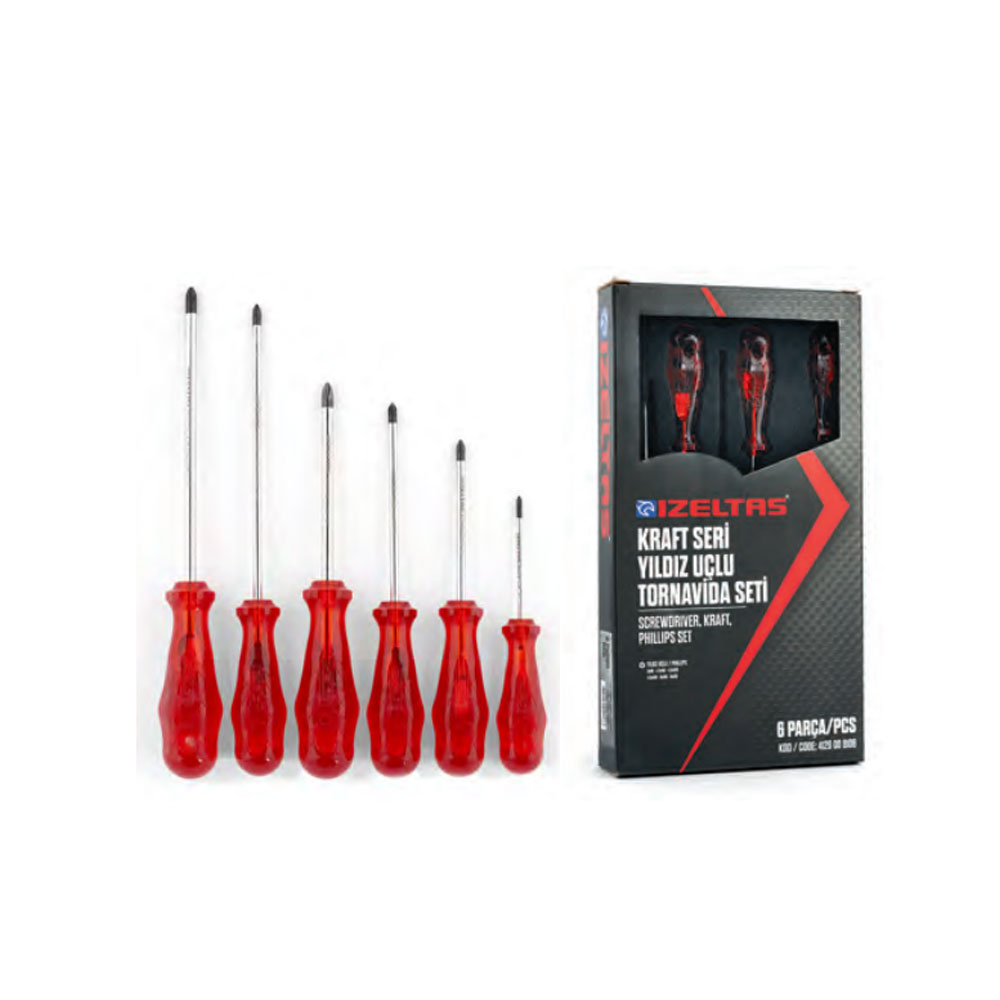 İzeltaş 4120008106 Kraft Series Phillips Head Screwdriver Set 6 Pieces