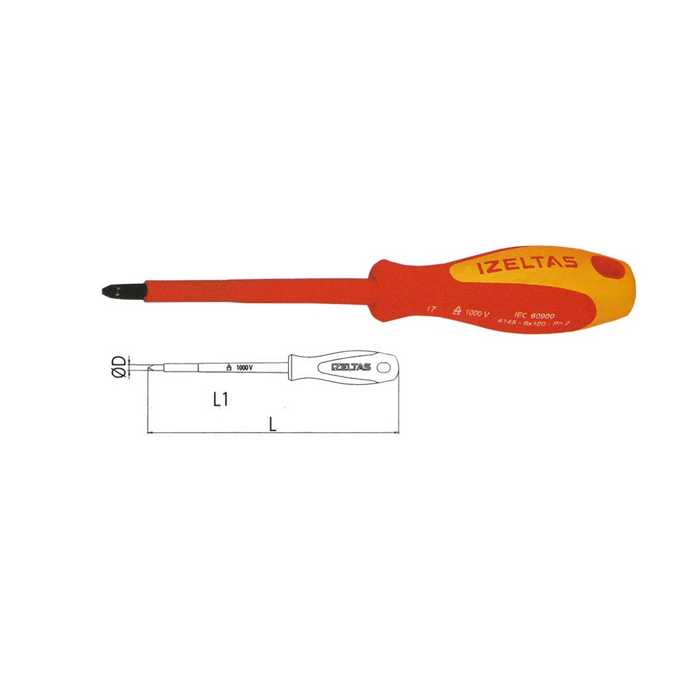 İzeltaş 4145180360 1000V Insulated Electrician Phillips Head Screwdriver 3x60