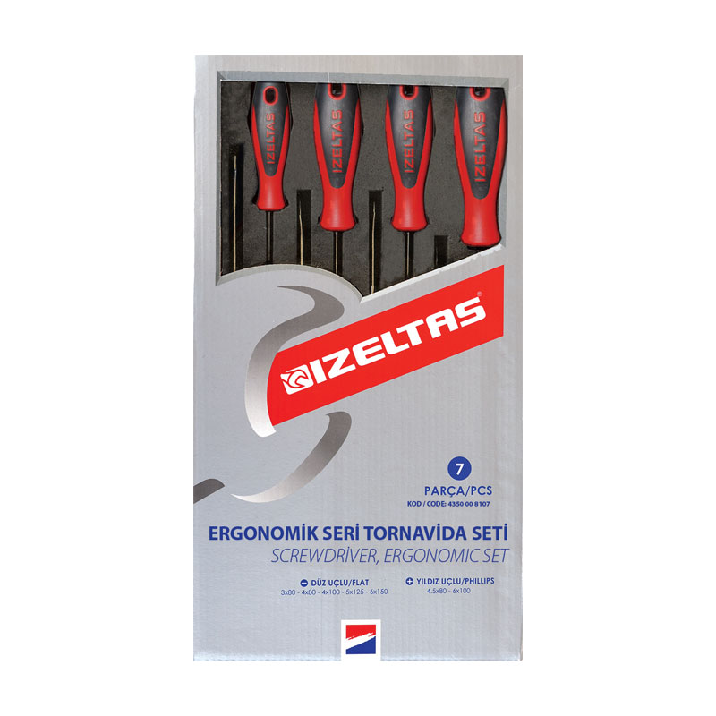 İzeltaş 4350008107 Ergonomic Screwdriver Set 7 Pieces