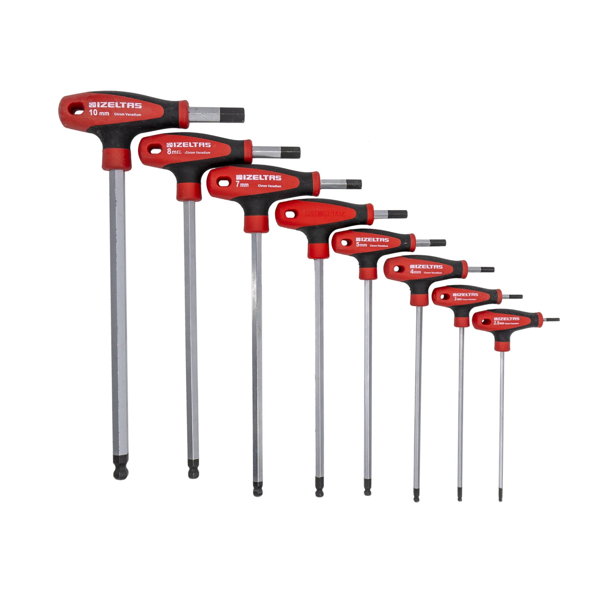 İzeltaş 4921 00 8108 T Type Round Head Allen Key Set 8 Pieces