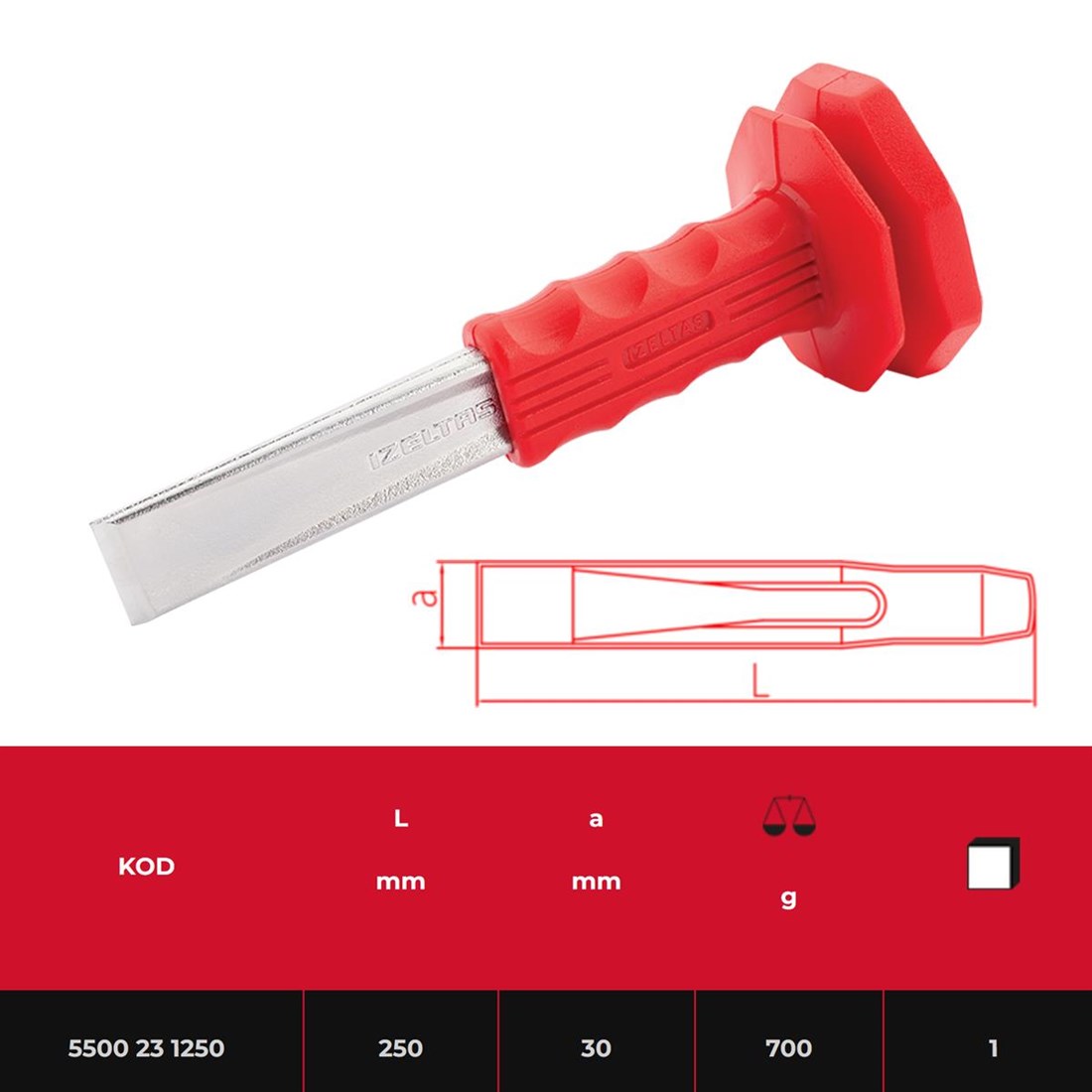 İzeltaş 5500231250 Flat Chisel Shield Insulated 250 mm