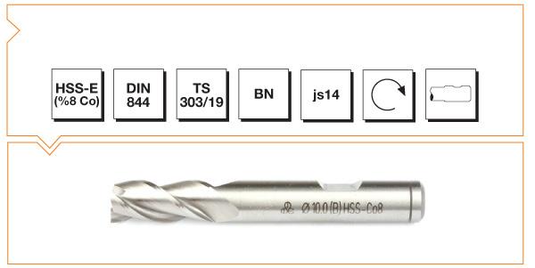 Machine Tool B00257182100 Hss - E (%8Co) Din 844 Bn End Mill - Short 21 mm